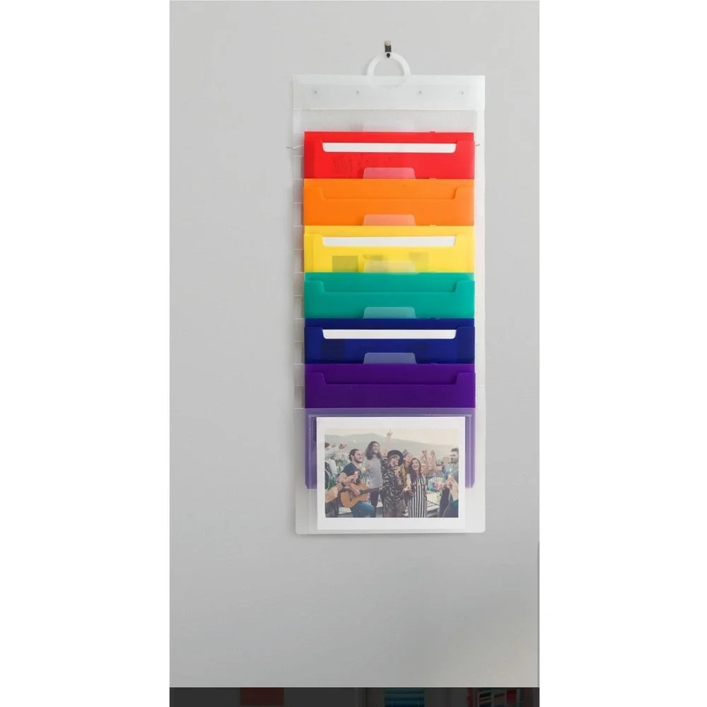 U Brands Cascading Wall Organizer Rainbow 6 Pocket Hanging File Folder 4366T